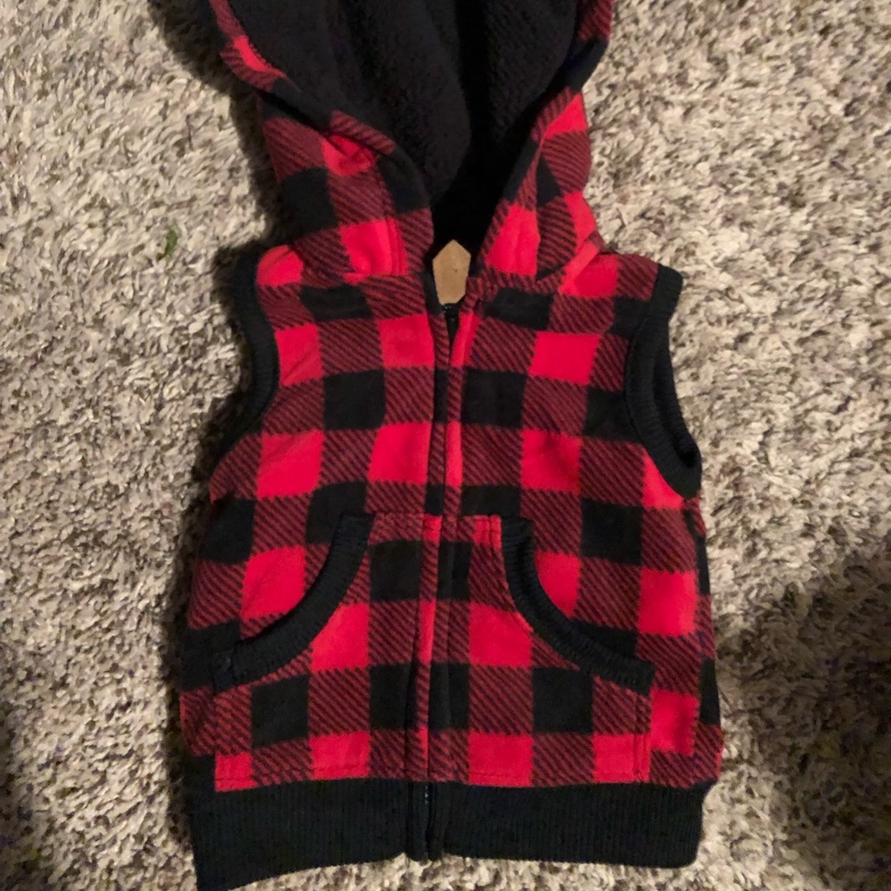 Baby plaid fleece vest